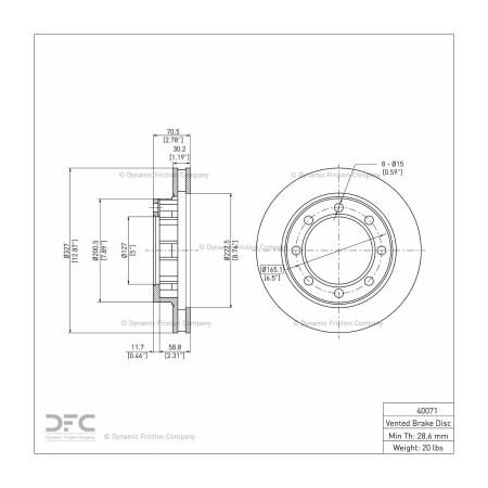 Dynamic Friction Co Disc Brake Rotor - 600-40071 600-40071